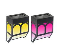 jindaaudio 2 luci solari per recinzioni da esterno, applique solari a led per ponte impermeabile 2 modalità bianco caldo e cambio colore per palo, patio, gradini, scale, vialetto e giardino