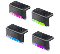 jindaaudio Luci Solari Led per Scale Esterne 4Pack Luci Segnapasso Esterno Solari Led RGB Cambia Colore Luce Solare Gradini Balcone Ringhier