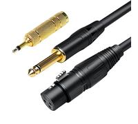 jindaaudio Microphone Câble 5M, Mini Jack à 6.35mm, câble de Microphone TS Mono, avec adaptateur à 3.5mm, connecteur XLR mâle déséquilibré, Pour caméra, appareils Photo, appareil d'enregistrement