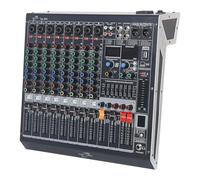 Jindaaudio Mixer audio a 8 canali, mixer DJ con Bluetooth e USB, scheda audio con registrazione interfaccia e alimentazione phantom 48 V, mixer suoni con effetto di ritardo di riverbero 256 DSP FX per