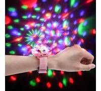 Jindaaudio Orologio da polso a LED con sfera da discoteca, in silicone multicolore, luci per feste attivate dal suono con effetti lampeggianti, stile moderno, alimentato a batteria ricaricabile, rosa