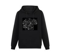 JINDIAOWENJU Engine Motor Diagram Blueprint Drawing Mechanic Engineer Garage Unisex Hoody with Pocket Black S