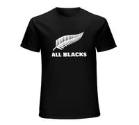 JINDIAOWENJU Men's New Zealand Rugby Union all Blacklogo Short-Sleeve T-Shirts Black M
