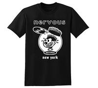 JINDIAOWENJU Nervous Records T Shirt NY City House Hip Hop Dance Music Unisex Top Sweatshirt Short Sleeve Black S Unisex 100% Cotton Short-Sleeve T-Shirts Black M