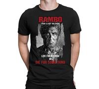 JINDIAOWENJU Rambo Last Blood Five V T Shirt Live for Nothing Or Die Fro Something T-Shirt XL