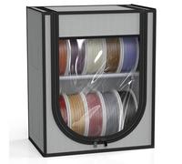 JINDUN Contenitore per filamenti 3D, con ripiano in metallo a 2 ripiani, copertura trasparente e essiccante, per 10-12 rotoli (PLA, ABS, PETG, TPU), salvaspazio per officina e casa