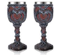 Jinei Set di 2 bicchieri medievali a forma di drago, stile popolare, colore classico