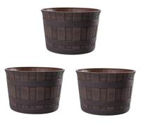 Jinfa 3 Vasi ninfea Giardino Mini Stagno plastica Effetto Legno | Mezzo barile Castagno | Ø36cm