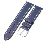 JINFEUGE Cinturini in Vera Pelle da 20 Mm/24 Mm, Cinturino Vintage in Vera Pelle da Uomo e da Donna con Fibbia ad Ardiglia Pentagramma Argentato/Blue/24Mm