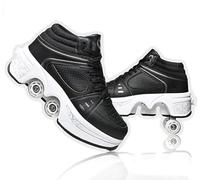 JinFugron - Scarpe con ruote, pattini con ruote per ragazze e uomini, scarpe da skateboard comode e traspiranti, pattini quad regolabili, pattini a rotelle nascosti, sneaker con ruote