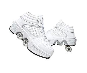 JinFugron - Scarpe con ruote, pattini con ruote per ragazze e uomini, scarpe da skateboard comode e traspiranti, pattini quad regolabili, pattini a rotelle nascosti, sneaker con ruote