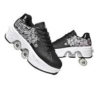 JinFugron Scarpe da scooter, scarpe con ruote, per ragazze, da skateboard, comode e traspiranti, per quad, pattini regolabili, con ruote nascoste