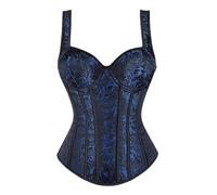 JINGBDO Top Corsetto per Donnecorsetto da Donna Sexy con Cinghie Corsetto Plus Size Floreali Jacquard Corset Zip Top Top Guscio A Vapore Corsetto Reggiseno-Blu-M