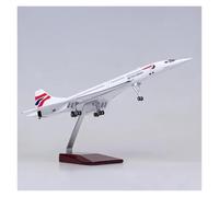 JINGDEE Aereo in Scala da Esposizione 50 cm 1:125 for l'aereo Concorde della British Airways, Modello di Aereo finito in Resina pressofusa, Collezione di Souvenir Adatto per Fare Regali(with Lamp)