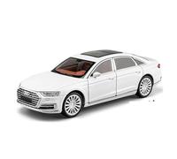 JINGDEE Modello di auto decorativa 1:24 for A8 Diecast in lega di metallo, modello di auto da collezione, decorazione for la festa di Capodanno perfetto per fare un regalo(White)