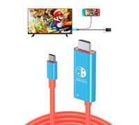 JINGDU USB Type C to HDMI Cavo Adattatore per TV per Switch/OLED only, Cavo di Conversione USB Type C 3 in 1 ad Alta Velocità 4K HDMI, Supporto TV/Steam Deck/Laptop/PC, 2m Rosso e Blu