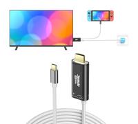 JINGDU USB Type C to HDMI Cavo Adattatore per TV per Switch/OLED only, Cavo di Conversione USB Type C 3 in 1 ad Alta Velocità 4K HDMI, Supporto TV/Steam Deck/Laptop/PC, 2m Bianco e Nero