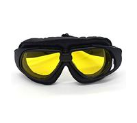 JINGGEGE. Vintage Moto Goggle Sporcito Bikes Racing Goggle Occhiali Occhiali Pilota Retro Googles Brown Frame Blocco Glasses (Color : Yellow Lens)