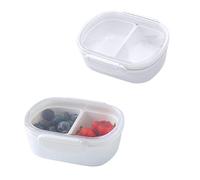 JINGHANGER 2 pezzi Contenitori per snack con 2 scomparti 13,4x11,4x5,2 cm Contenitori per snack con coperchio Riutilizzabil, Piccoli contenitori per snack per mini frigorifero