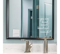 JINGIHE Affermazione Adesivi Sei carino intelligente abbastanza bello, decorazione da parete specchio per il bagno, affermazione del bagno in vinile, decorazione della camera delle ragazze (bianco)