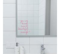 JINGIHE Affermazione Adesivi Sei carino intelligente abbastanza bello, decorazione da parete specchio per il bagno, affermazione del bagno in vinile, decorazione della camera delle ragazze (rosa)