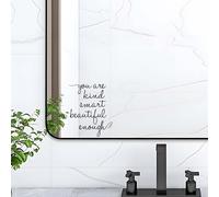 JINGIHE Affermazione Adesivi Sei carino intelligente abbastanza bello, decorazione da parete specchio per il bagno, affermazione del bagno in vinile, decorazione della camera delle ragazze (nero)