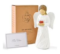 JINGIHE Angelo Custode Statuetta, Resina Angeli Natalizi Statuette, Intagliato a Mano, Angioletto Portafortuna con Cuore Rosso, Presepe Natalizio Soprammobile, Regalo di Ringraziamento