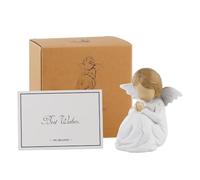JINGIHE Angelo Custode Statuetta, Resina Angeli Statuette in Preghiera Per La Famiglia, Intagliato a Mano, Presepe Natalizio Soprammobile, Regalo di Ringraziamento
