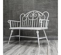 JINGJIAOPLSD 2-Person Garden Bench, Metal Bench with Armrests and Backrest with Armrests and Backrest, All-Weather Patio Bench for Garden Porch Backyard Park Outdoor(White)