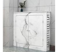 JINGJIAOPLSD Copritermosifone con 2 Ante, Copricalorifero Bianchi per la Casa, Griglia a Lamelle in Stile Moderno, Mobiletto Riscaldante, per Casa e Ufficio(70x70x15cm/27.6x27.6x5.9in)