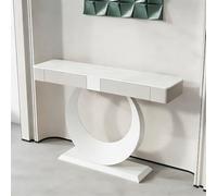 JINGJIAOPLSD Modern Half Moon Modern console tables, Contemporary Luxury Hallway hall table with 2 Hidden Drawers,Sturdy Metal Base, Entry Foyer Corridor Porch Cabinet(White,100x35x92cm/39x14x36in)