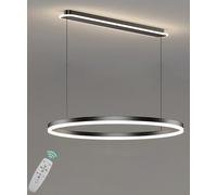 JINGKER 3 Anello circolare nero lampadario,LED moderno pendente lampada dimmerabile 3000k-6500k Sala da pranzo lampada a sospensione altezza regolabile per isola cucina,soggiorno,camera (Nero, L87cm)