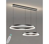 JINGKER 3 Anello circolare nero lampadario,LED moderno pendente lampada dimmerabile 3000k-6500k Sala da pranzo lampada a sospensione altezza regolabile per isola cucina,soggiorno,camera (Nero, L86cm)