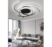 JINGKER Lámpara techo LED minimalista moderna 72W ajustable para dormitorio.Lámpara de techo semiempotrada conmando a distancia.Diseño de iluminación adecuado salones,dormitorios (Nero, Piccolo)