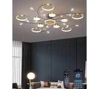 JINGKER Luce a sospensione di cristallo LED dimmerabile con telecomando regolabile 3000K-6000K 110W Plafoniera a più teste per soggiorno, camera da letto e sala da pranzo (10+1 teste)
