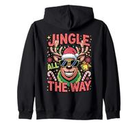 Jingle all The Way Grinning Renna - Brutto Maglione Stile Felpa con Cappuccio