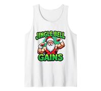 Jingle Bell guadagna Divertente Natale Palestra Babbo Natale Body Builder Divertimento Canotta