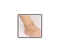 Jingle Bells Braccialetto Ankelt Boho Campane A Strati Nappe Catena Del Piede Spiaggia Regolabile Sandali A Piedi Nudi Gioielli per Le Donne Ragazze Adolescent (Oro)
