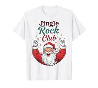 Jingle Rock Club Santa Christmas Fun Rocker Rock On Maglietta