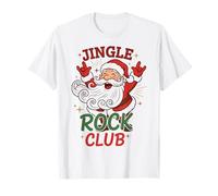 Jingle Rock Club Santa Christmas Fun Rocker Rock On Maglietta
