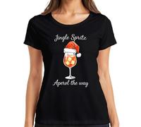 Jingle Spritz Aperol The Way Natale Cocktail Idea Regalo Donna T-Shirt, Nero , M
