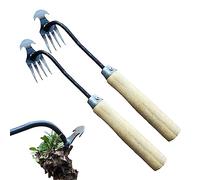 JINGLING 2 diserbatore manuale, rimozione radici, diserbo in acciaio inossidabile con manico in legno, estrattore di erbe cattive, 30 cm fuori falciatura giardino per scavare erbe