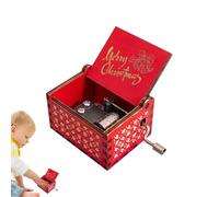 JINGLING Carillon vintage a manovella, a tema natalizio, carillon inciso in legno, per amici, figlia, madre, Natale
