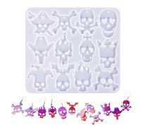 JINGLING Forme a forma di teschio - Portachiavi a forma di forma con fori - Riutilizzabile per progetti di resina artistica, costume, oggetti di scena, gioielli fai da te e feste