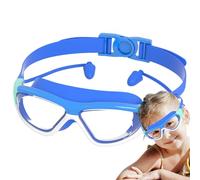 JINGLING Occhiali da nuoto per bambini, occhiali da nuoto con tappi per le orecchie, grande telaio impermeabile, anti appannamento, anti UV, non-scivolamento, per 2-14 anni, con scatola