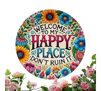 JINGLING Pannello di benvenuto per la porta - Decorazione vintage 2D per il mio luogo di felicità | cartello di benvenuto stagionale, per Natale, vacanze, Halloween, portico, camera, soggiorno, casa