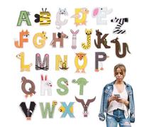 JINGLING Patch da ricamo stirabili, 26 pezzi motivi ricamati, lettere e forme di animali colorati e per progetti di moda e riempimento
