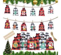 JINGLING Sacchetti per calendario 'Avvento natalizio, per 24 giorni, con scritta " de Noël | Pochette per caramelle riempibile, numerata, per caramelle, cioccolato, regali di festa, matrimoni