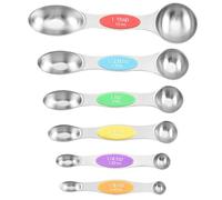 JINGLING Set di 6 cucchiai dosatori magnetici in acciaio inox, per cucinare, piccoli cucchiaini da tè con livellatore, da cucina per cuocere