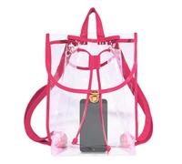 JINGLING Zaino robusto, trasparente, per lo stadio, per gli appassionati di sport, borsa impermeabile con coulisse e spallacci rinforzati e larghi, Colore: rosso, Siehe Beschreibung